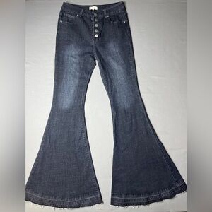 Alter’d State button up high rise flare bell bottom black jeans Size Medium